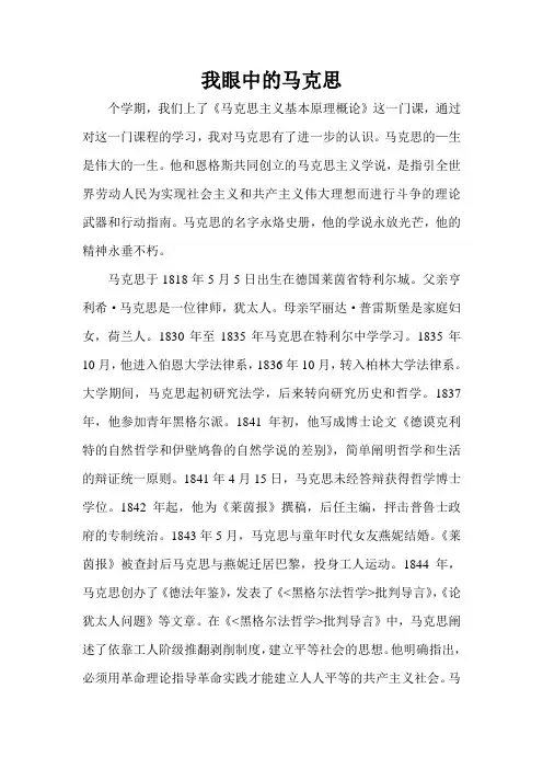 我眼中的的马克思