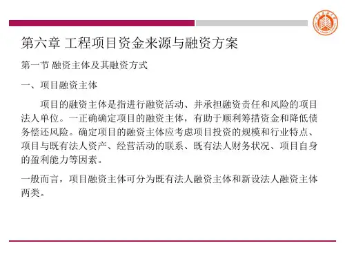 第六章工程项目资金来源和融资方案