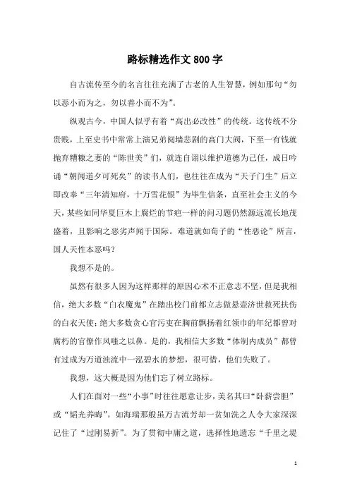 路标精选作文800字