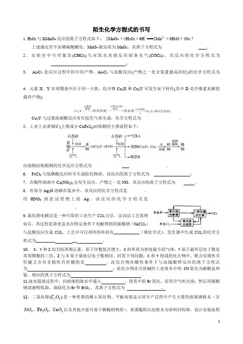 陌生化学方程式书写