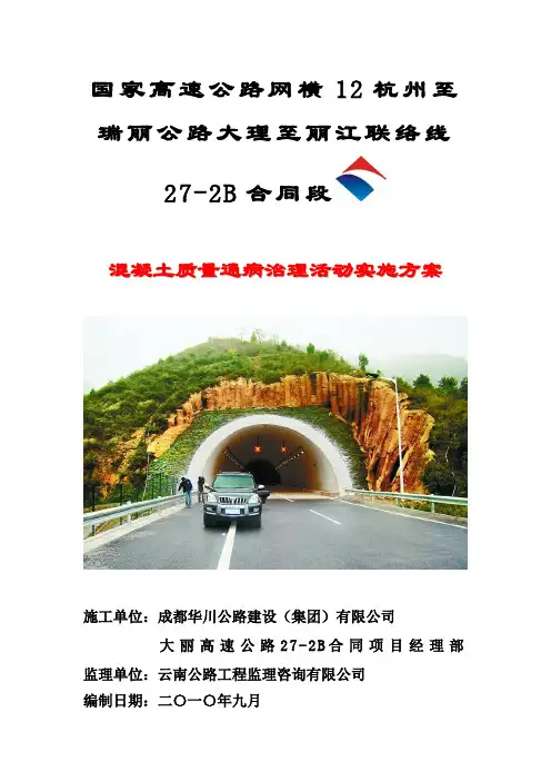 徐明高速混凝土质量通病治理活动实施方案