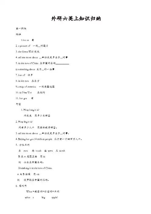 【精品】外研版三起英语六年级上册：全册知识归纳