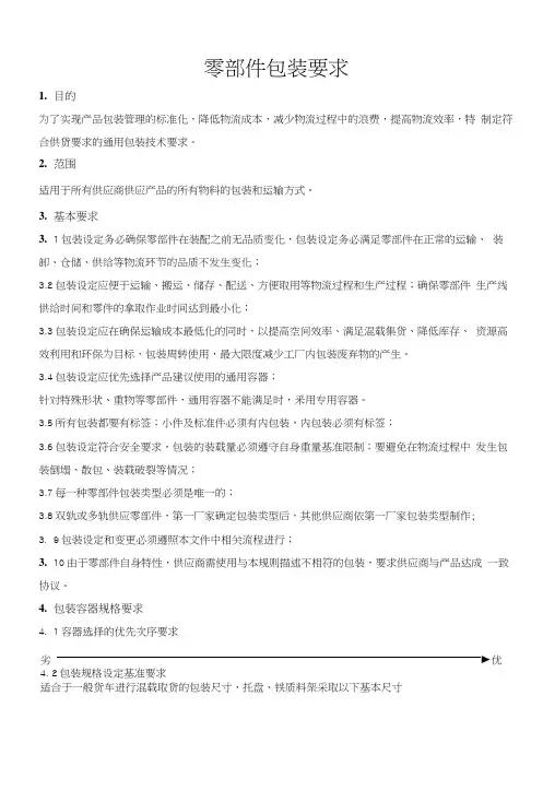 零部件包装要求