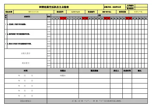 阿特拉斯空压机自主点检表