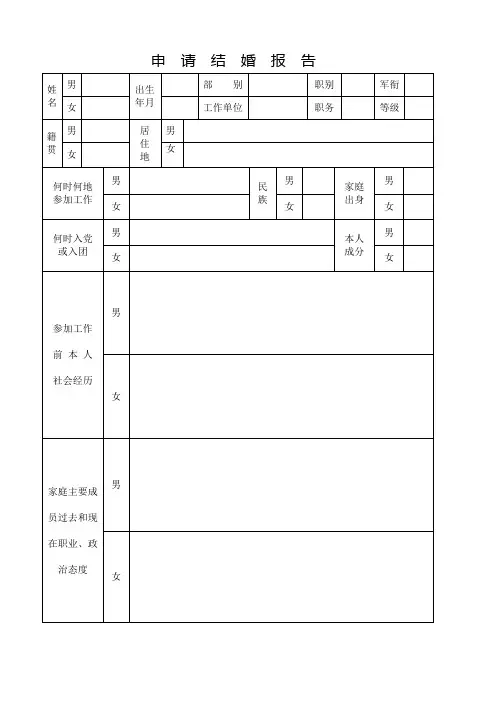 新 军人申请结婚报告