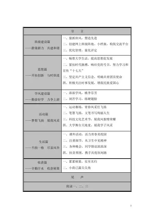 河南省许昌学院优秀班级申报材料