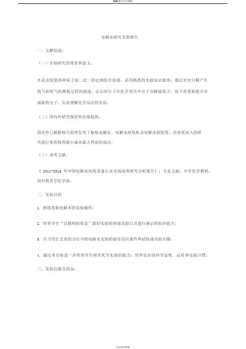 电解水探究实验报告 2