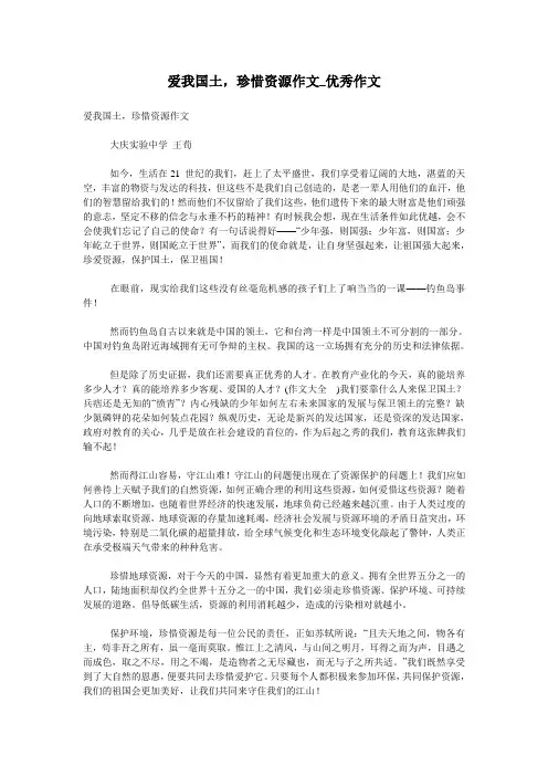 爱我国土,珍惜资源作文_优秀作文