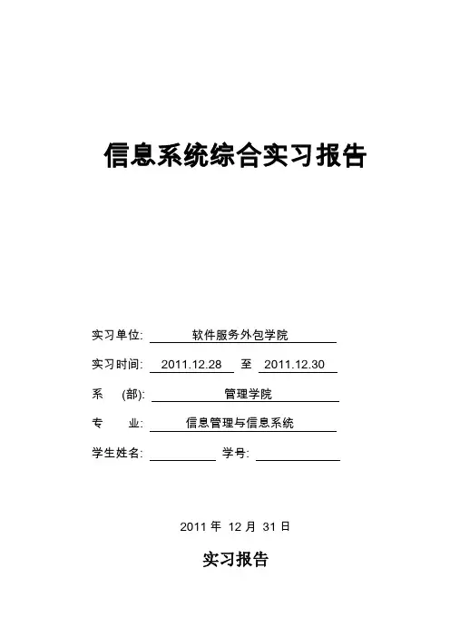 服务外包实习报告
