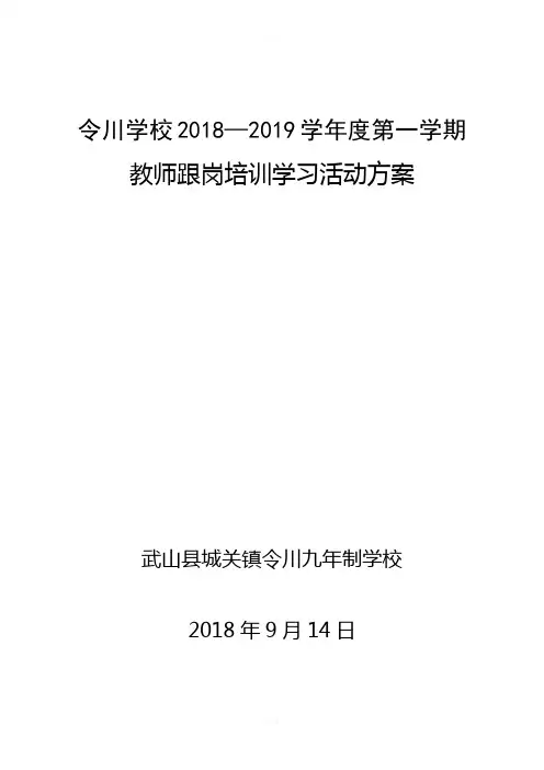 教师跟岗培训活动方案