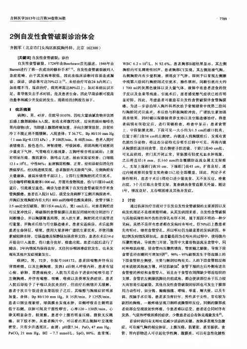 2 例自发性食管破裂诊治体会