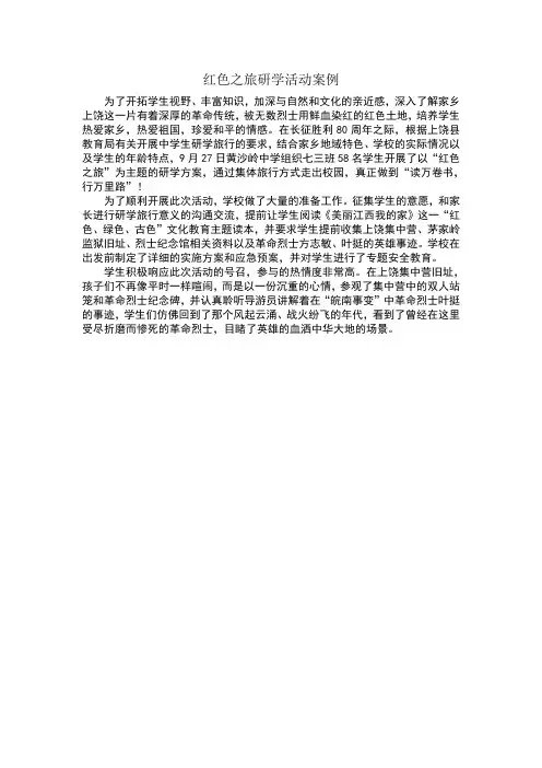 红色之旅研学活动案例 3