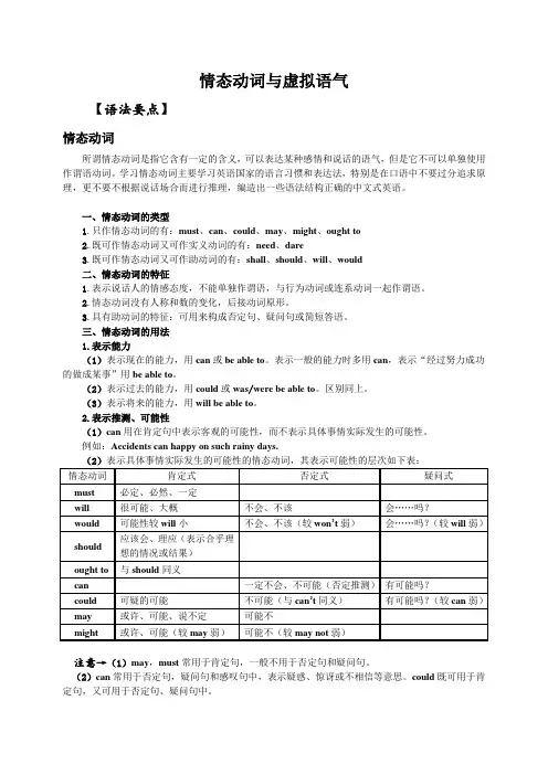 高中英语情态动词与虚拟语气