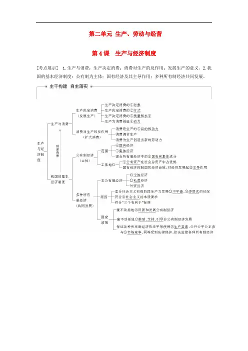 高考政治一轮复习第二单元生产劳动与经营-生产与经济制度讲义