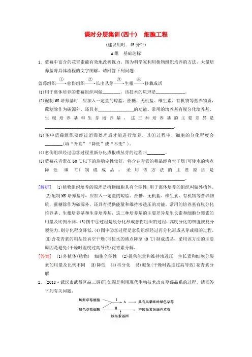 全国版2019版高考生物一轮复习现代生物科技专题课时分层集训40细胞工程