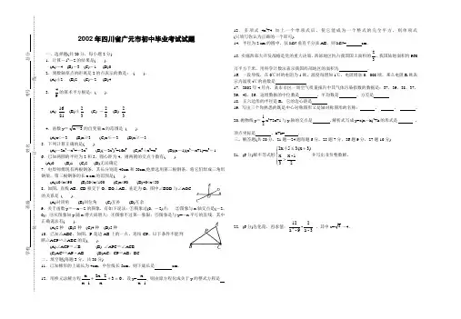 2002年广元市中考数学试题(doc)