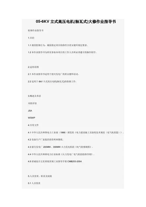 05-6KV立式高压电机(轴瓦式)大修作业指导书