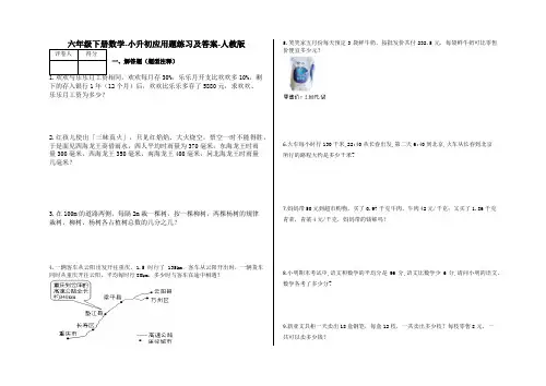 六年级下册数学-小升初应用题练习及答案A3-人教版