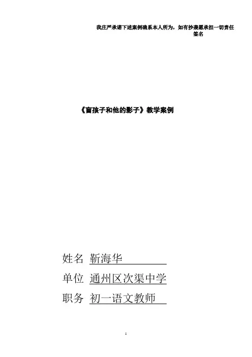 幼小衔接《盲孩子和他的影子》