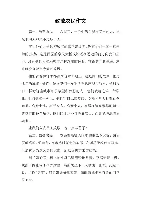 致敬农民作文