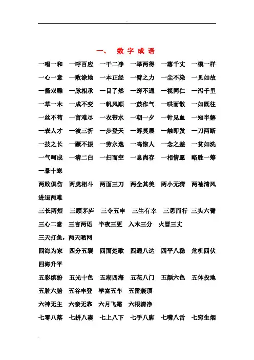 最全的成语分类汇总