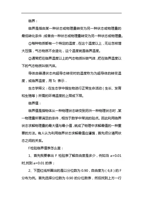 f检验临界值表怎么查