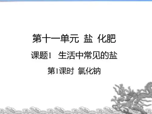 人教版化学九年级下册第十一单元 盐   化肥 - 课题1   生活中常见的盐(二课时课件)