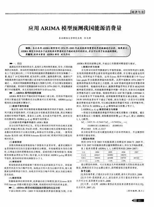 应用ARIMA模型预测我国能源消费量