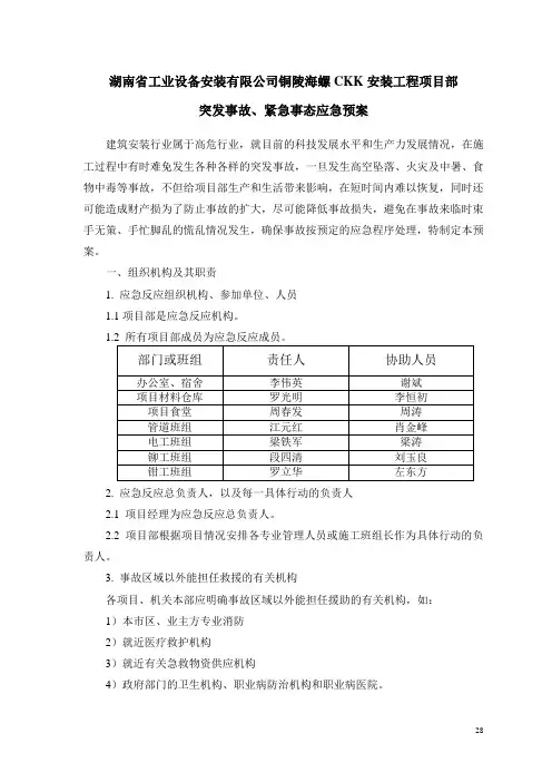 突发事故应急预案