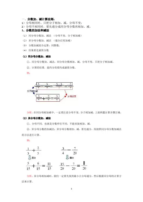 分数加减法运算及练习题