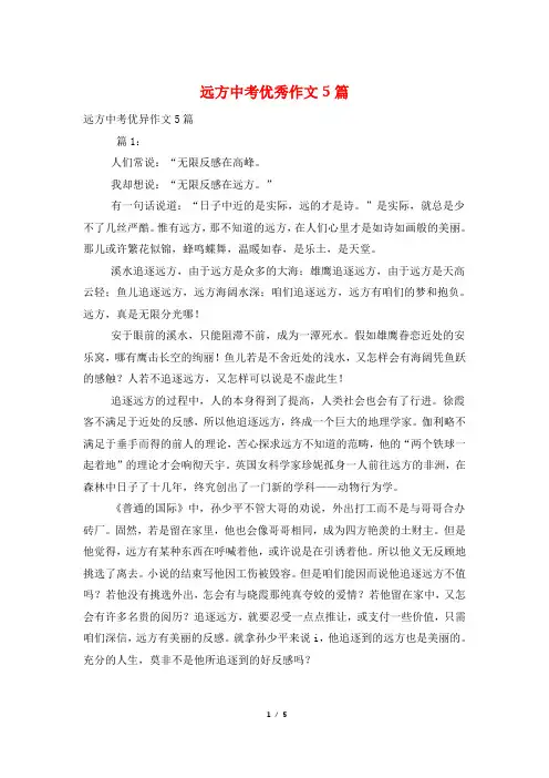 远方中考优秀作文5篇