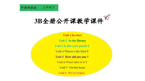 牛津译林版三年级下册英语3B全册1-8单元精美公开课教学PPT课件(225页)