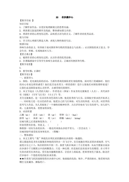 22 在沙漠中心教案教案1
