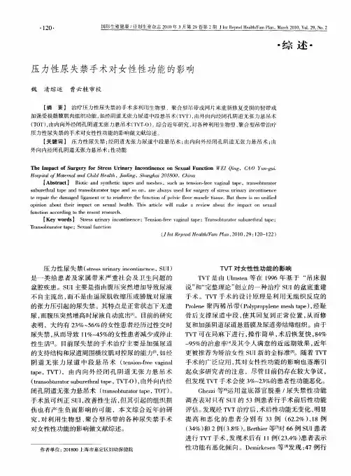 压力性尿失禁手术对女性性功能的影响