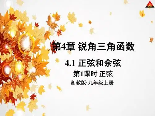 最新湘教版九年级数学上册4.1正弦与余弦(1)