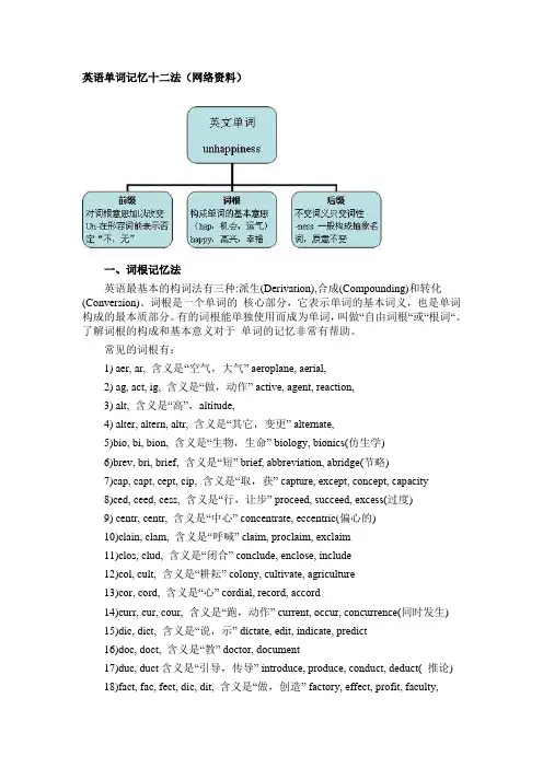 英语单词记忆十二法