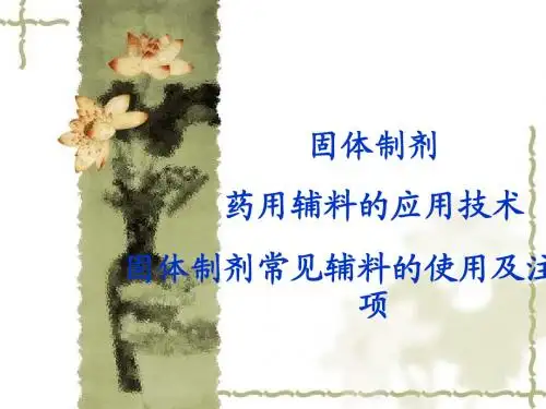 口服固体制剂药用辅料的应用技术