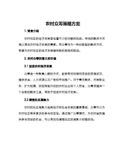 农村众筹策略方案