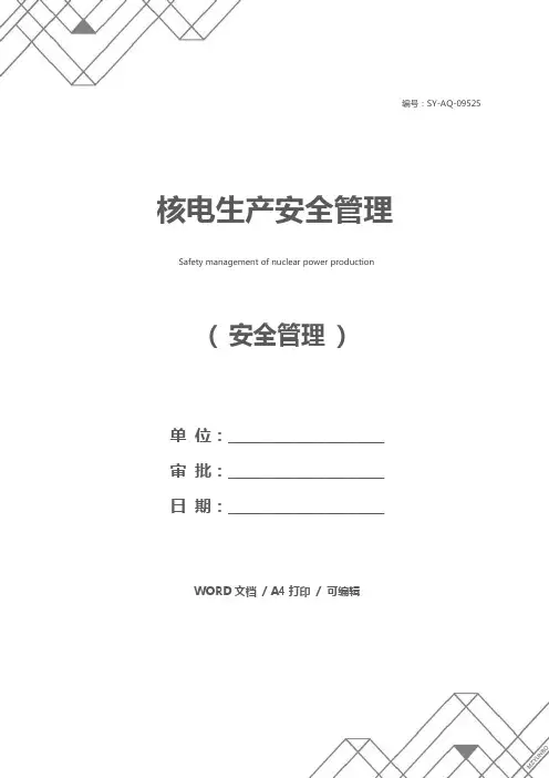核电生产安全管理
