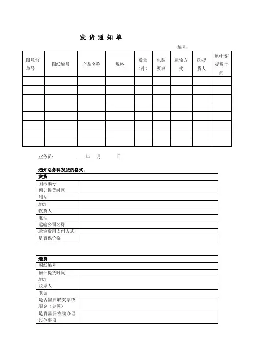 发货通知单模板