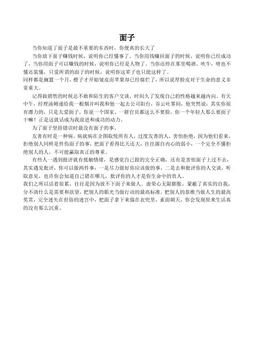 面子感想