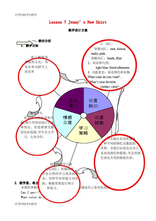 七年级英语上册Unit2Lesson7Jenny’sNewSkirt教案新版冀教版