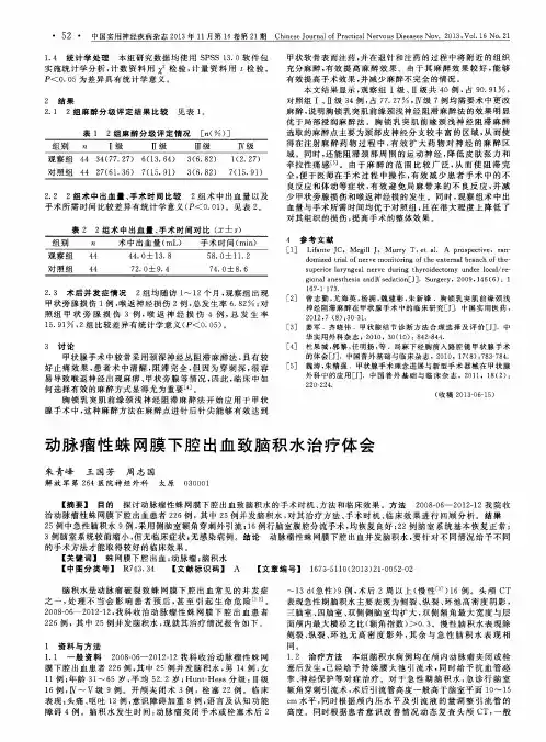 动脉瘤性蛛网膜下腔出血致脑积水治疗体会