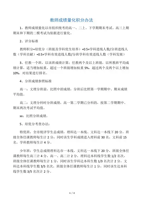 教师量化积分办法