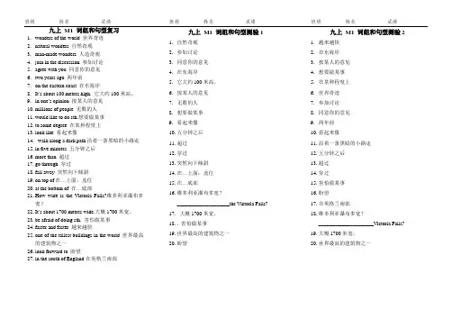 外研版新九年级上册英语重点词组