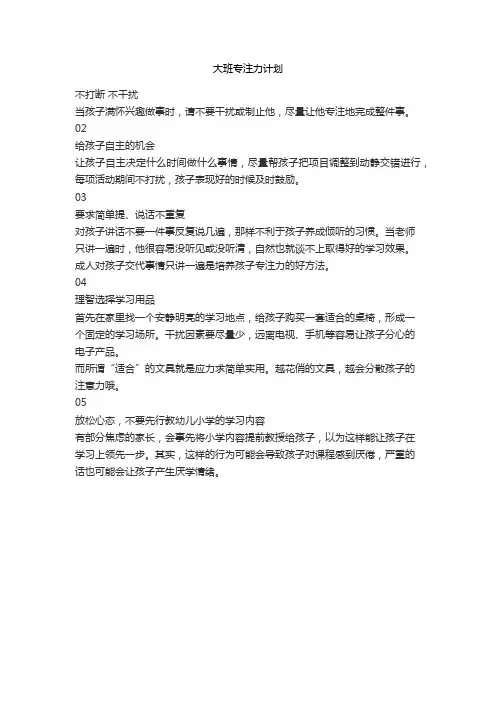 大班专注力计划