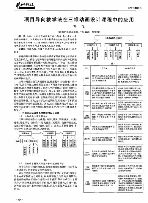 项目导向教学法在三维动画设计课程中的应用