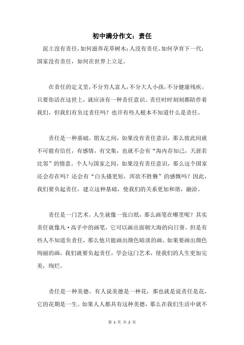 初中满分作文：责任