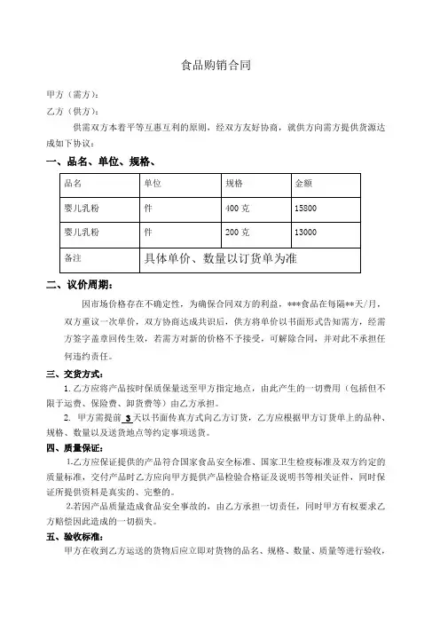 食品购销合同范本