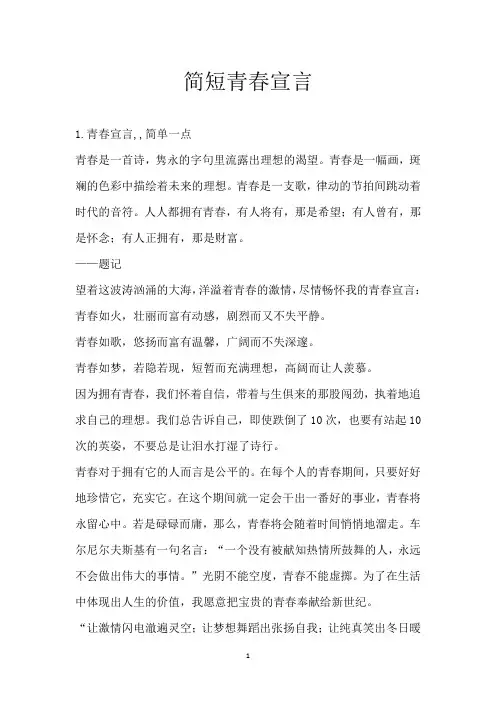 简短青春宣言